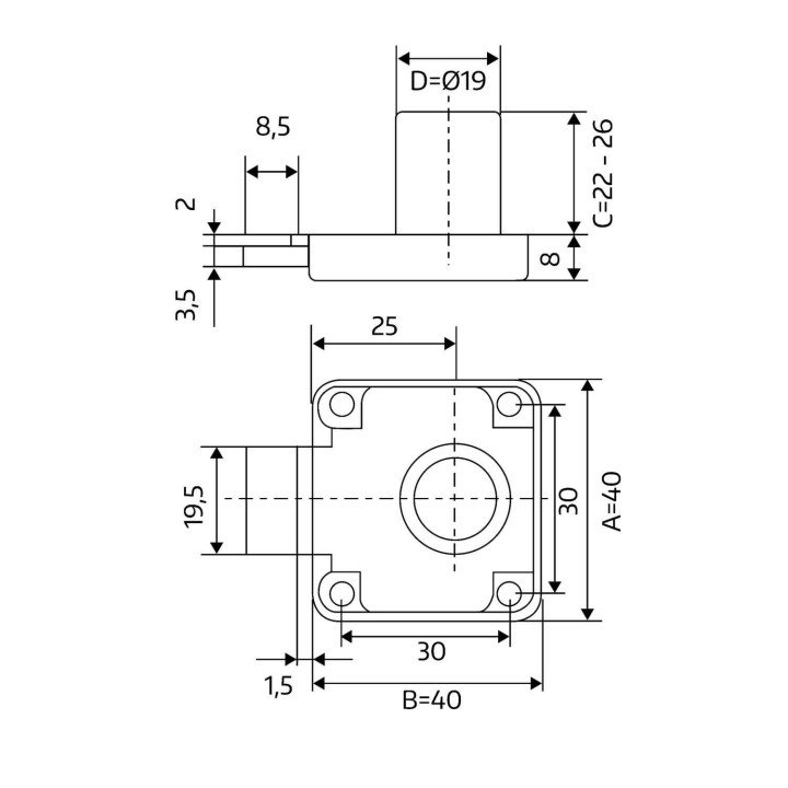 zamek meblowy GJM G138 - 5917 wymiary
