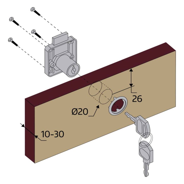 zamek meblowy GJM G138 - 5917 montaż
