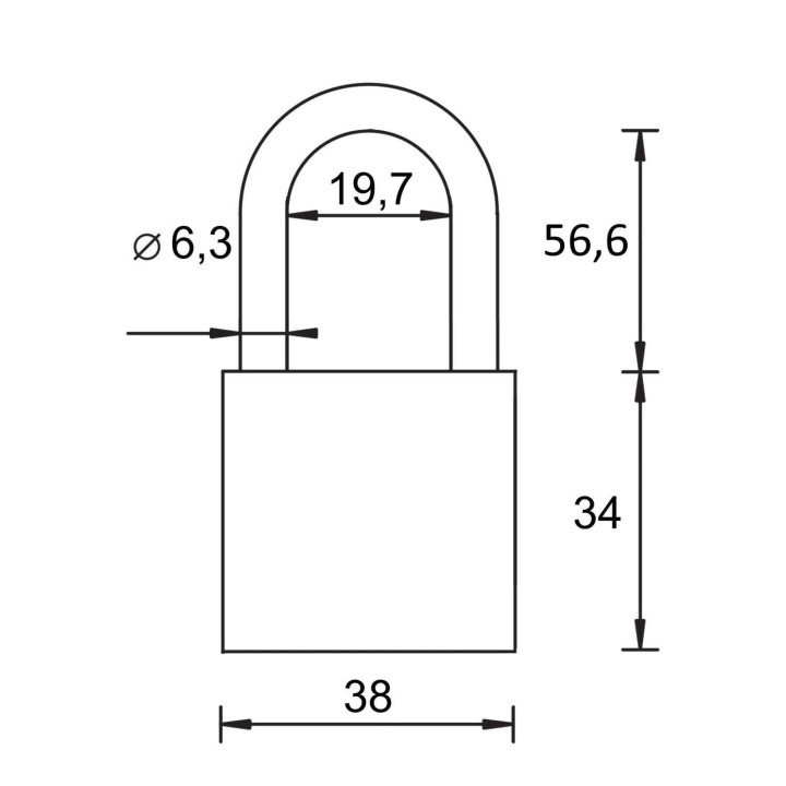 kłódka Yale Y111B/38/156/1/B żeliwna z przedłużonym pałąkiem, czarna