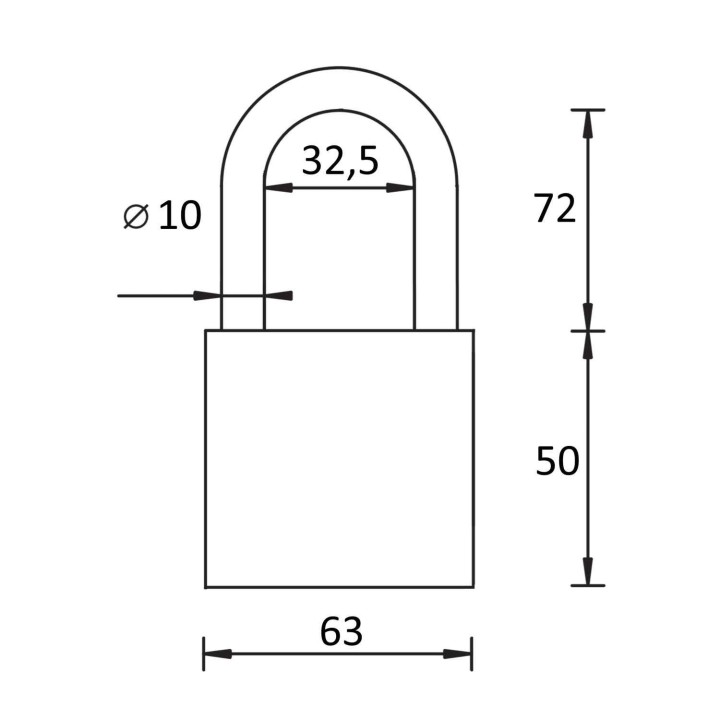 kłódka Yale Y111B/60/172/1/B żeliwna z przedłużonym pałąkiem, czarna