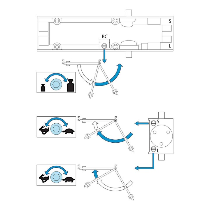samozamykacz Assa Abloy DC135 z szyną ślizgową czarny RAL 9005