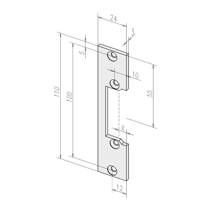 blacha zaczepowa Yale krótka 3x24x110mm wymiary