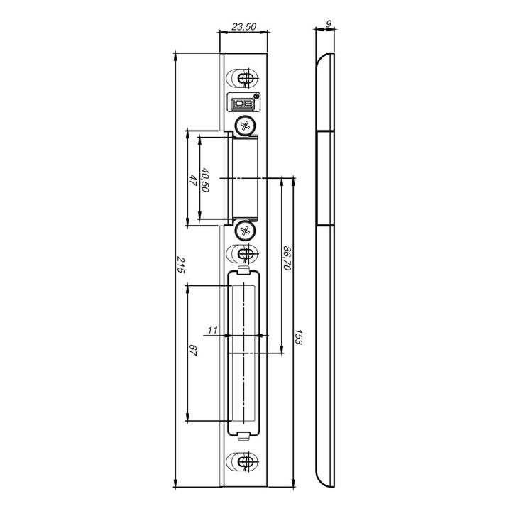 zaczep regulowany Lob RW01PZRA prawy wymiary
