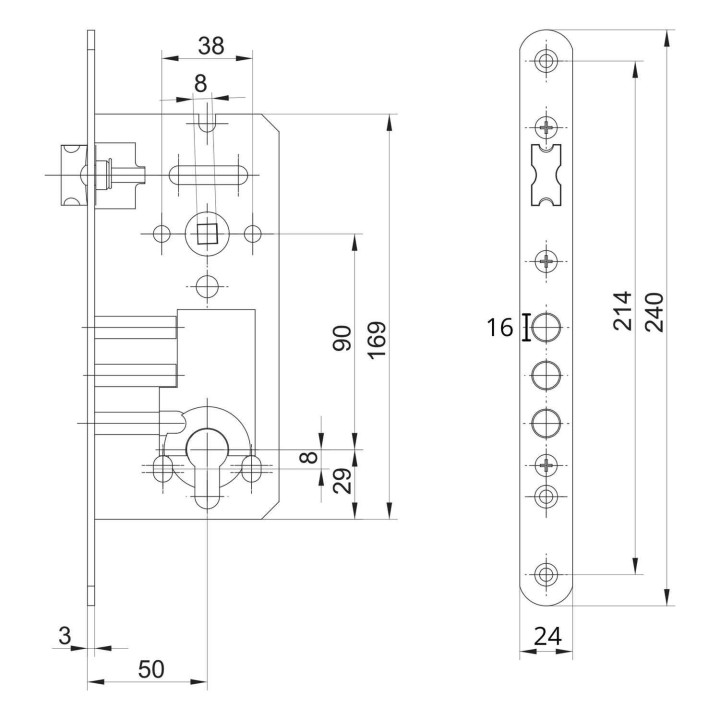 zamek Gerda ZW1000ZM Premium wymiary