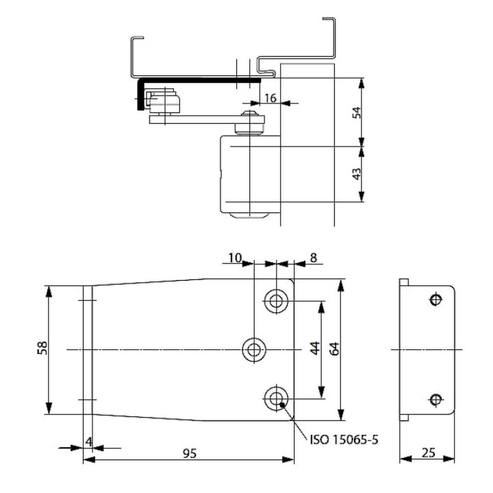 wspornik montażowy Assa Abloy A154 wymiary