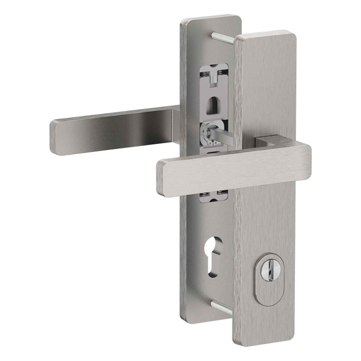 klamka Medos Warsaw 72 RC3 F6 inox z osłoną przed przewierceniem