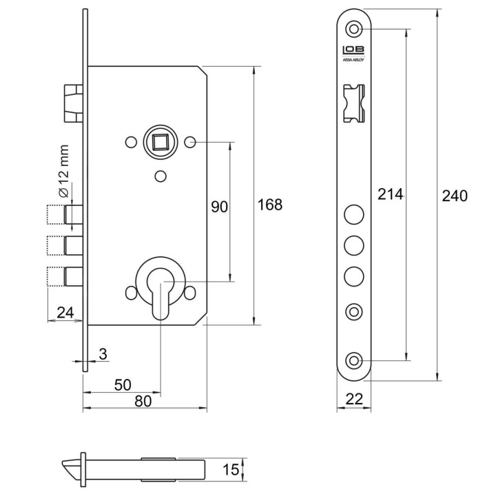 zamek trzpieniowy Lob ZT9516B wymiary