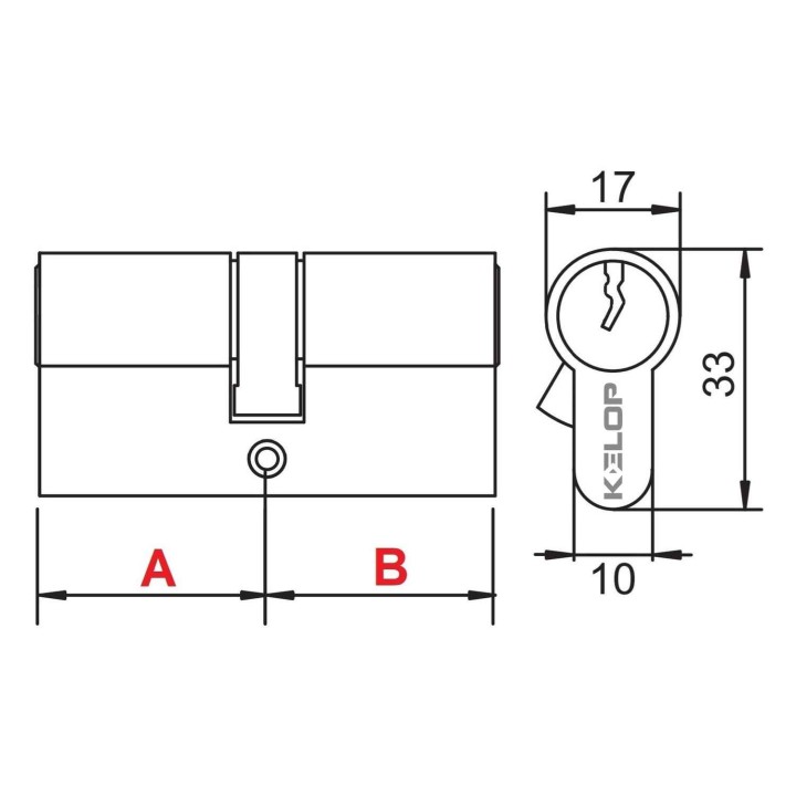 wkładka KELOP K100 65/10 zabierak ustawny nikiel system master key