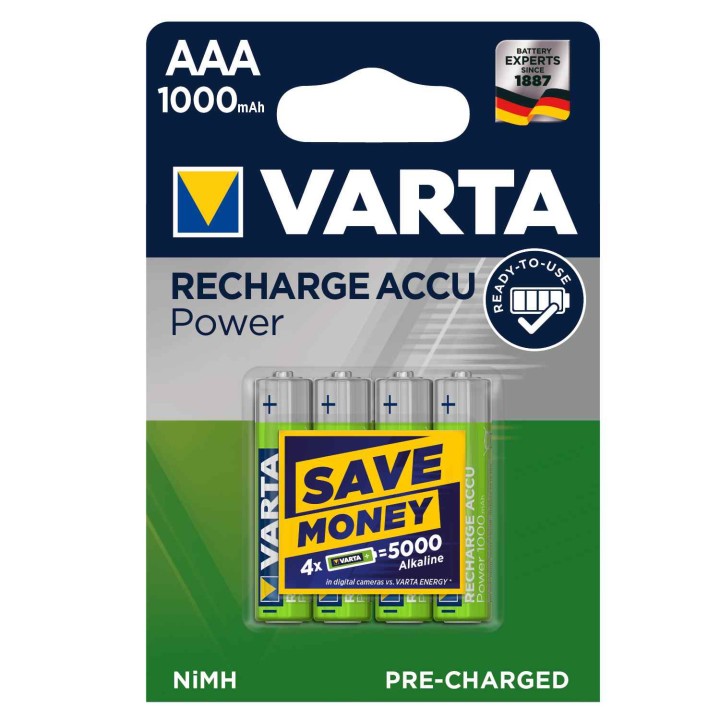 akumulatorek Varta Power AAA 1000mAh - 4 szt
