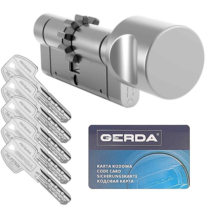 wkładka Gerda Pro System X 35/50GZ z gałką i zębatką nikiel