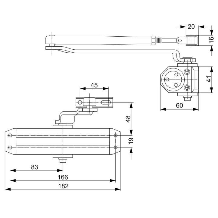 samozamykacz Assa Abloy DC110 z ramieniem brązowy, RAL 8014