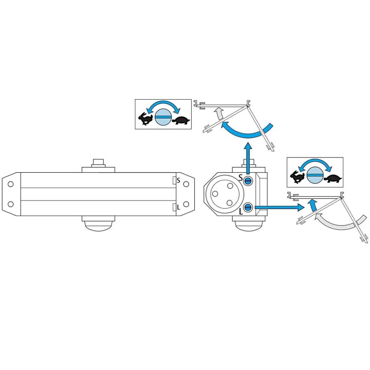 samozamykacz Assa Abloy DC110 z ramieniem brązowy, RAL 8014