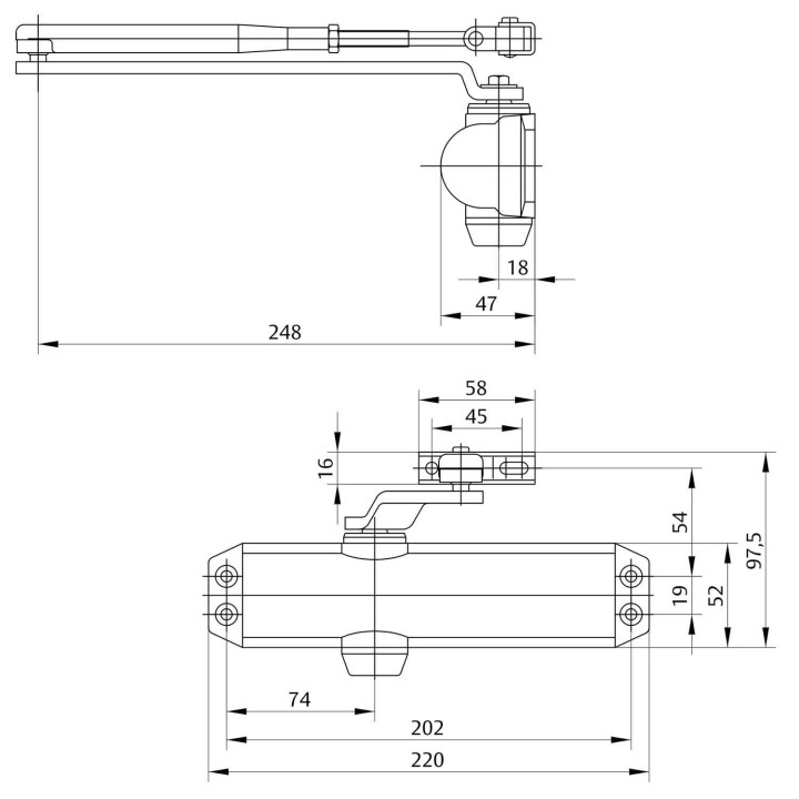 samozamykacz Assa Abloy DC120 z ramieniem srebrny