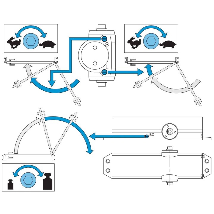 samozamykacz Assa Abloy DC120 z ramieniem srebrny