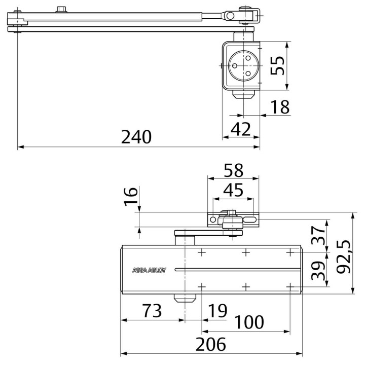 samozamykacz Assa Abloy DC140 z ramieniem srebrny