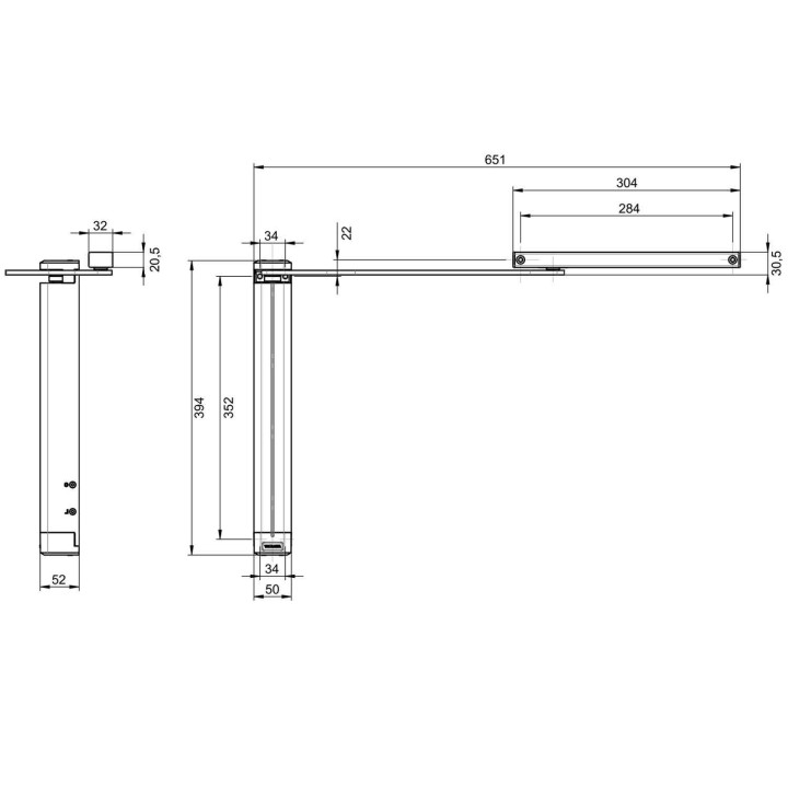 samozamykacz do furtki Assa Abloy DC630G-L z szyną srebrny