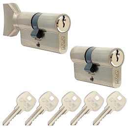 komplet wkładek ekonomicznych Cam 5 30/40 + 30/40G z gałką chrom szczotkowany