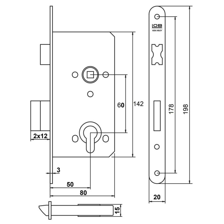 zamek Lob Z65B - 60/50 na wkładkę ocynk żółty