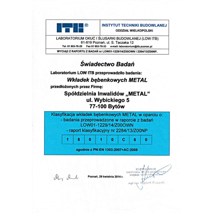 wkładka Metal klasa A 31/41 satyna