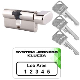 wkładka Lob Ares 35/45G z gałką nikiel system jednego klucza