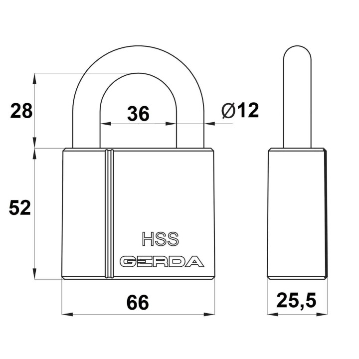 kłódka Gerda HSS 631 wymiary