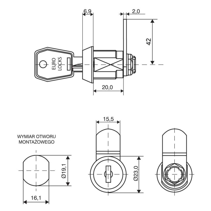 zamek Euro-Locks B671027/26531 wymiary