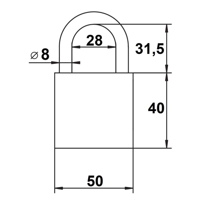 kłódka Lob KZ50 wymiary
