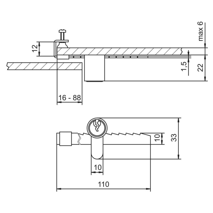 zamek Lob ZG02 wymiary