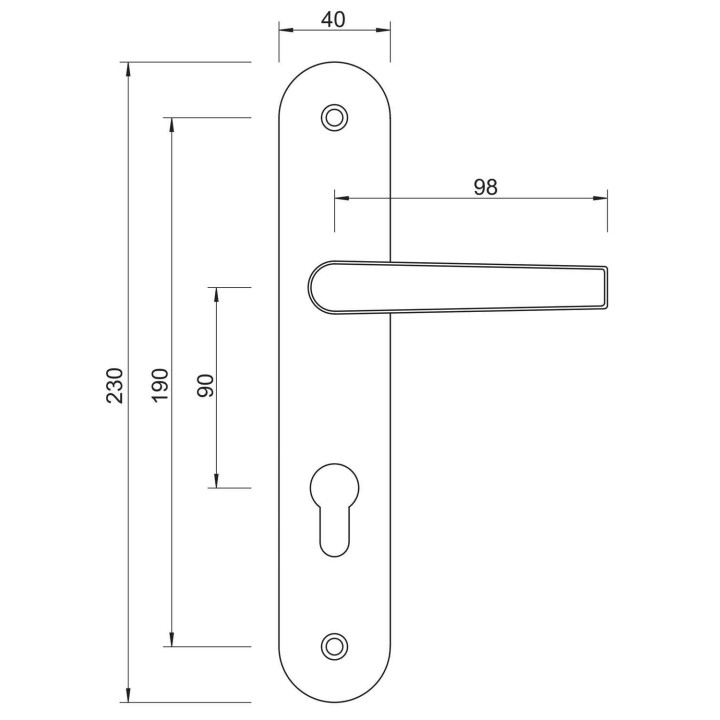 klamka Lob MKS-B90-10-11 wymiary