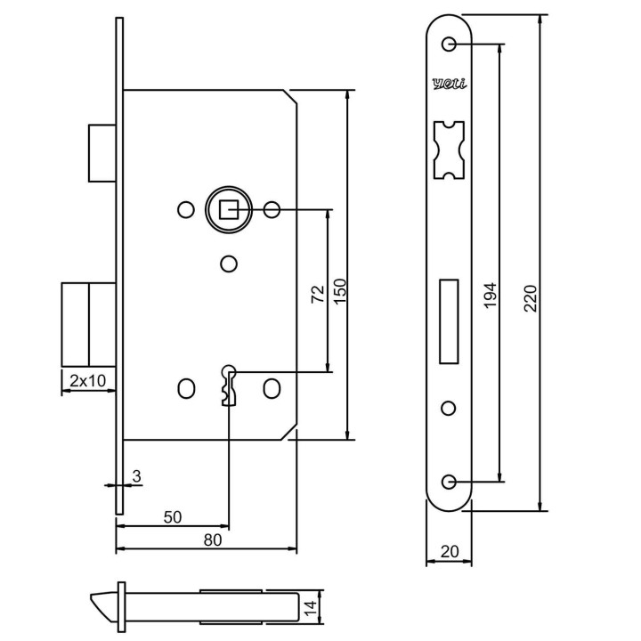 zamek Yeti Z7504ZY wymiary