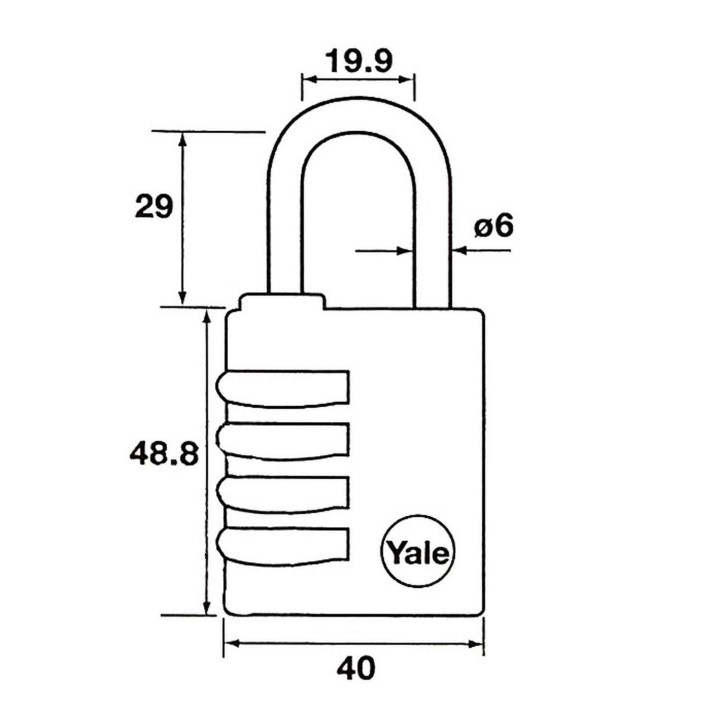 kłódka szyfrowa Yale Y151B/40/130/1 wymiary
