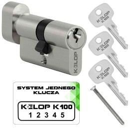 wkładka KELOP K100 z gałką nikiel system jednego klucza