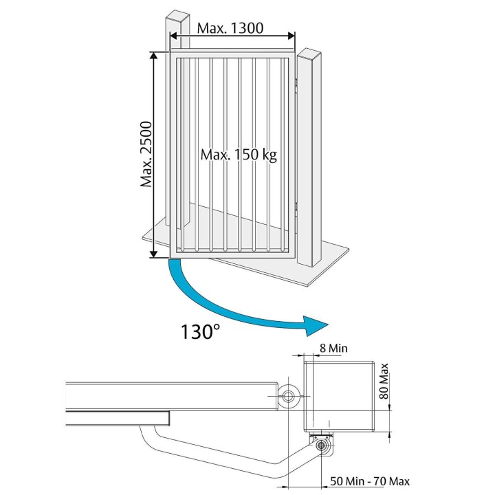 samozamykacz do furtki Assa Abloy DC630G-L z szyną, czarny RAL 9004