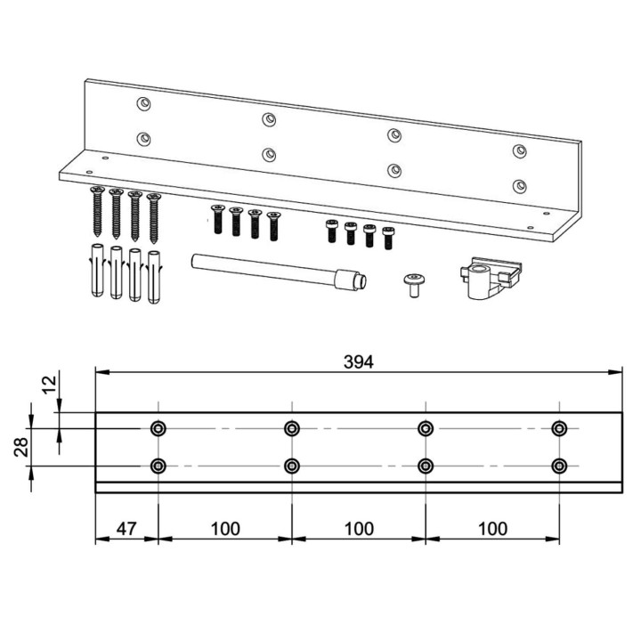 kątownik montażowy siłownika Assa Abloy AC633 wymiary