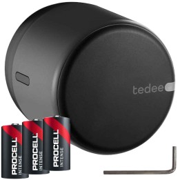 zamek Tedee Lock GO 2 TLV2.0B-PL2 grafitowy z czarnym przyciskiem, zamek Bluetooth smart home