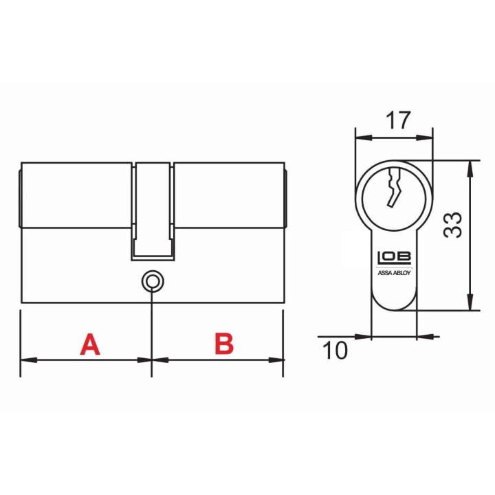 wkładka Lob Ares 30/45G z gałką mosiądz system jednego klucza