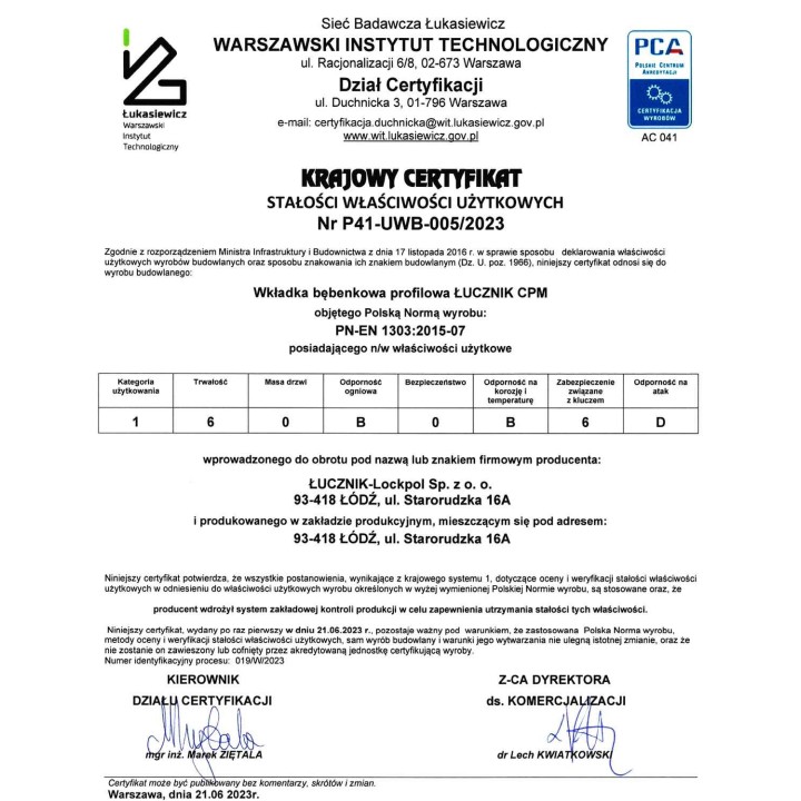 wkładka Łucznik CPM FlexiLock z gałką, mosiądz, 64 rozmiary w 1 wkładce