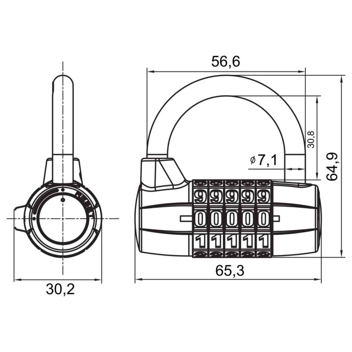 kłódka GJM 1467 szyfrowa, walcowa, niebieska, 5 cyfr