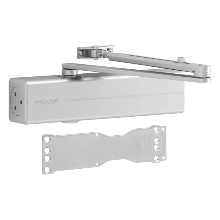 samozamykacz Assa Abloy DC300 z ramieniem L190 i płytką A120 srebrny