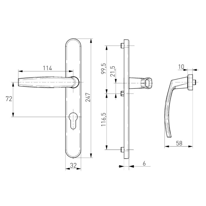 klamka Medos Victory 72 mm wymiary